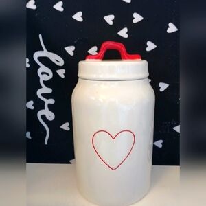 Rae Dunn Canister red cutout heart